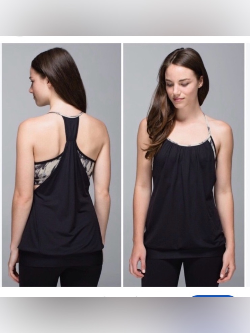 lululemon athletica Black Tank with Marble-Print Trim